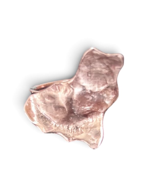Freeform Curved Textured Copper Ring - UK Size S -  Handcrafted In Wales
