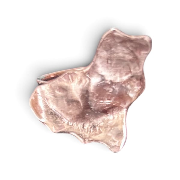 Freeform Curved Textured Copper Ring - UK Size S -  Handcrafted In Wales
