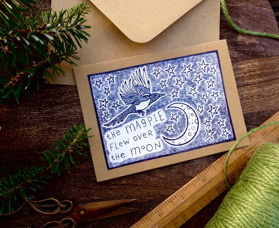 Magpie Moon Card - READY TO SHIP