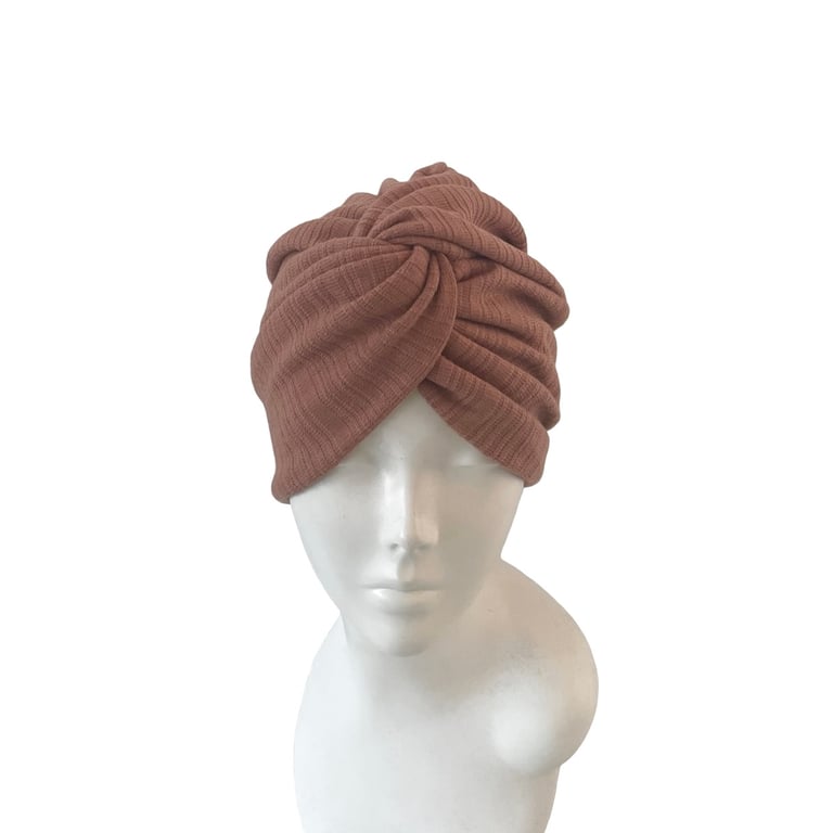 Ready Made Dark Pink Twist Turban Hat Women Soft Knit Winter Turban Head Wrap
