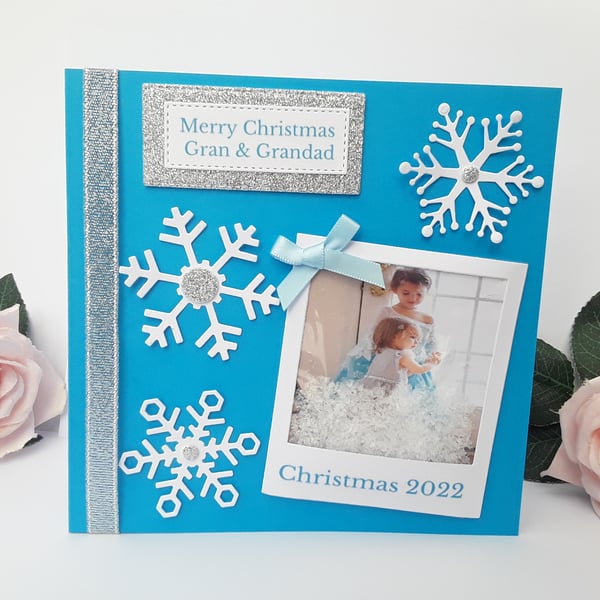 Personalised Christmas Shaker Card, Personalised Snowflake Christmas Card