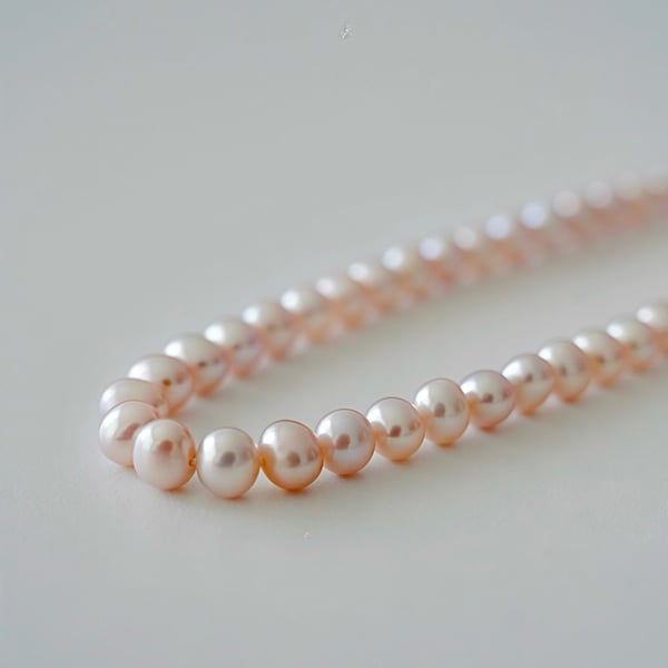 Pink Freshwater Pearl Necklace in Sterling Silver