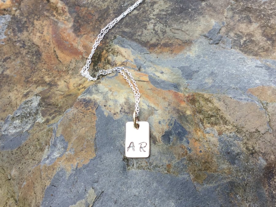 Sterling Silver Initial Pendant With 9kt  Gold Ring on 18" Silver Chain