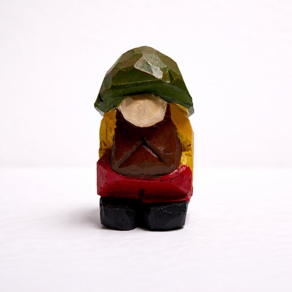 Mini Hand Carved Wooden Folk Figure – One of a Kind Folk Art Sculpture