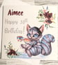 Cheshire Cat Personalised Birthday Card for Woman Her Happy Birthday Friend  - Image 1