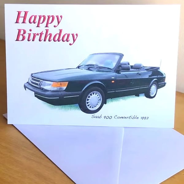 Saab 900 Convertible 1992 - Birthday, Anniversary, Retirement or Plain Card