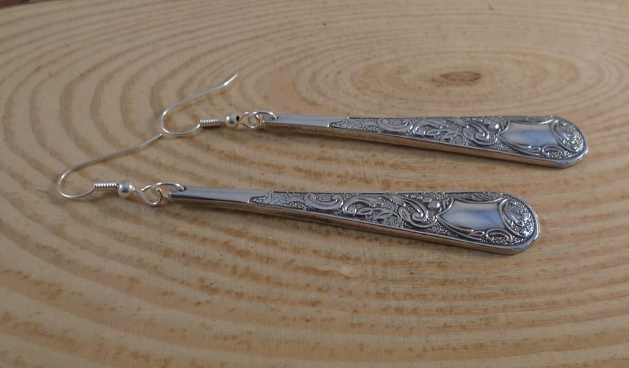 Upcycled Silver Plated Phone Sugar Tong Handle Earrings SPE032010