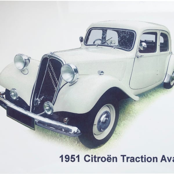 Citroen Traction Avant 1951 - Aluminium Plaque - A5 or 203x304mm