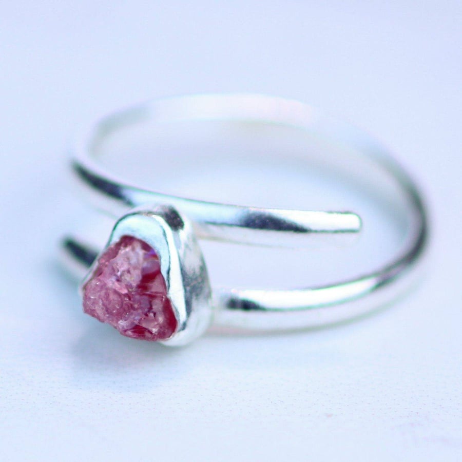Pink gemstone ring - pink gem - pink crystal jewellery - adjustable ring - eco s