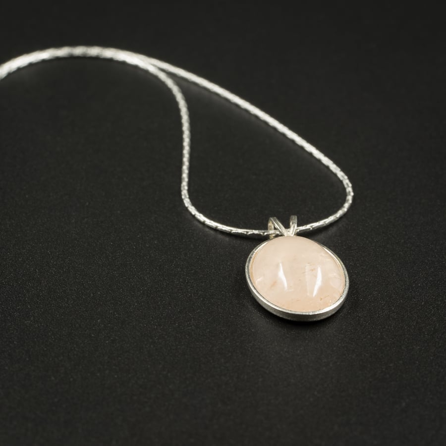 Rose quartz and sterling silver gemstone pendant necklace, Virgo gift