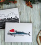 Cornish Mackerel Christmas Card, pack of 5 - cute fish, xmas, coastal, funny - Image 6