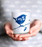 Wren and Cow Parsley Cyanotype Tea light Holder, Nature inspired gift - Image 1