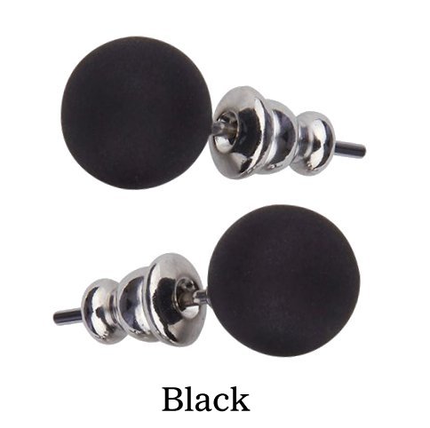 Pearl Effect Black 8mm Preciosa Round MAXIMA Stud Stainless Steel Earrings.