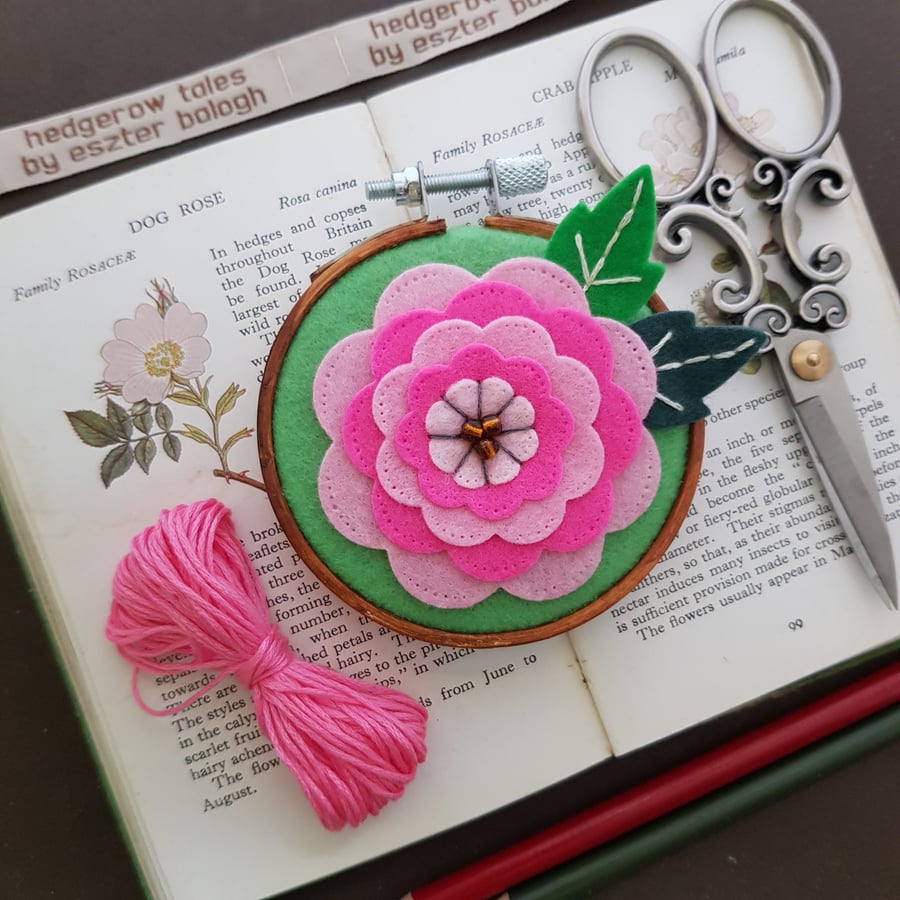 Layered Felt Rose - small wall decoration 