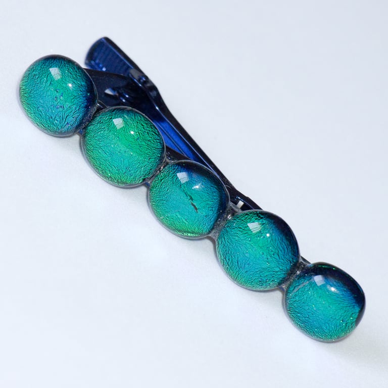 Green Dichroic 'Blob' Glass Tie Clip - 4067