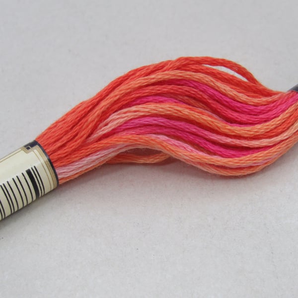 Single Skein of Anchor Spacedyed Red Pink Embroidery Thread