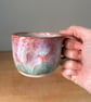 Handmade ceramic mug, pink stoneware mug, 250ml mug, dimple mug - Image 4
