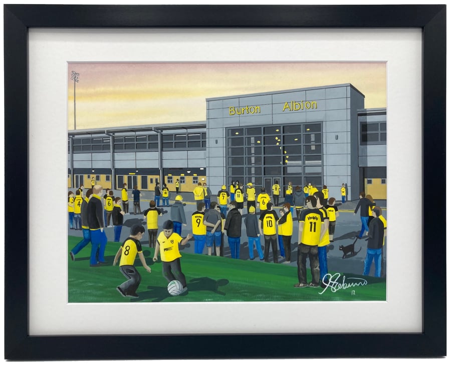 Burton Albion F.C, Pirelli Stadium. Framed, High Quality Football Art Print.