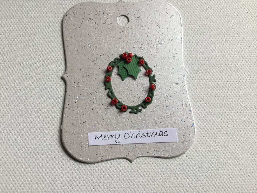 Christmas gift tag. Gift tag. Christmas. Wreath gift tag. CC593