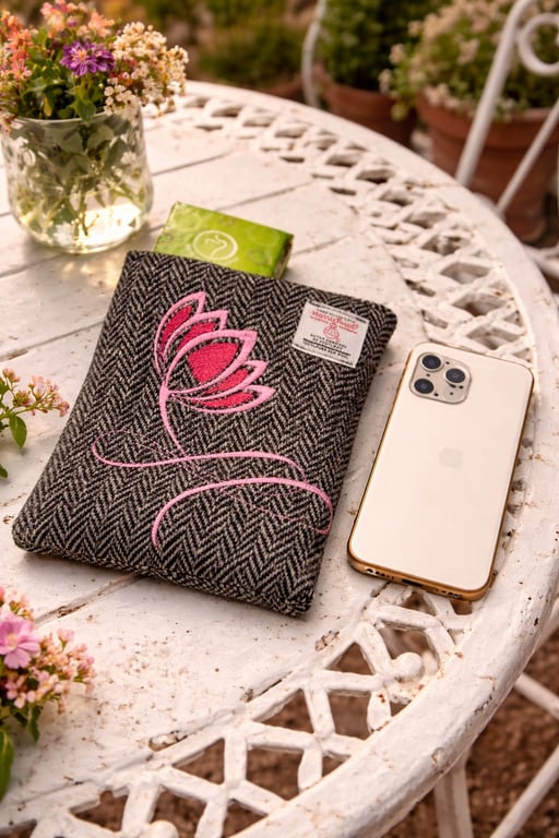 A beautiful Harris Tweed iPhone Sleeve with Embroidery