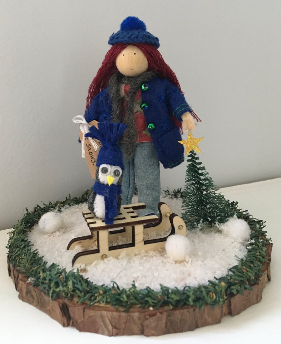 Fairy Doll Winter Penguin Ornament