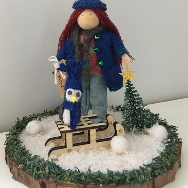 Fairy Doll Winter Penguin Ornament