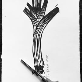 ‘Leek’' Lino Print