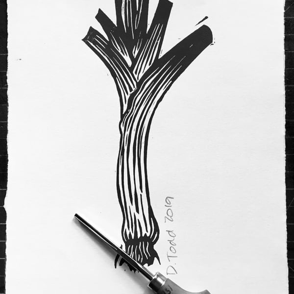 ‘Leek’' Lino Print