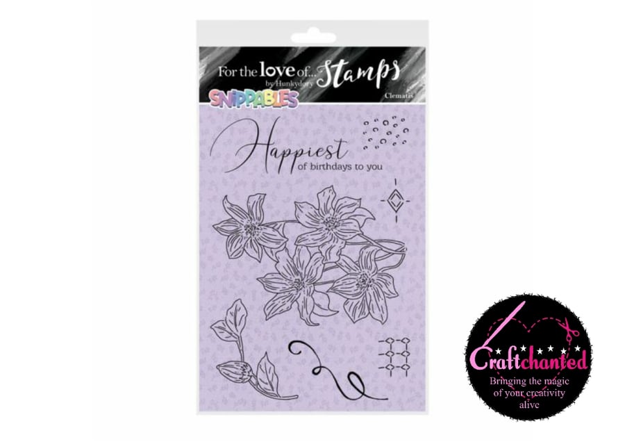 For The Love Of Stamps Moonstone Snippables Floral Favourites Clematis A5 Stamp
