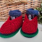 Designer Baby Boy's Hand Knitted Shoes   3 - 6 months size