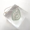 Welsh Pale Aqua Genuine Sea Glass and Sterling Silver Necklace