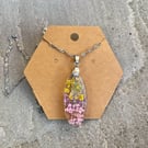 Pretty in Pink & Yellow Floral Resin Necklace 