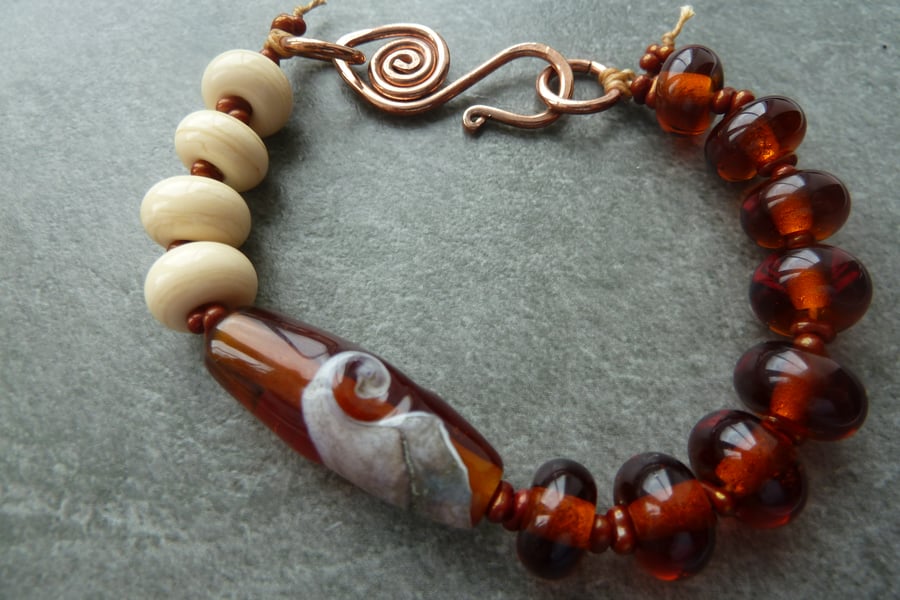 amber beach, copper bracelet