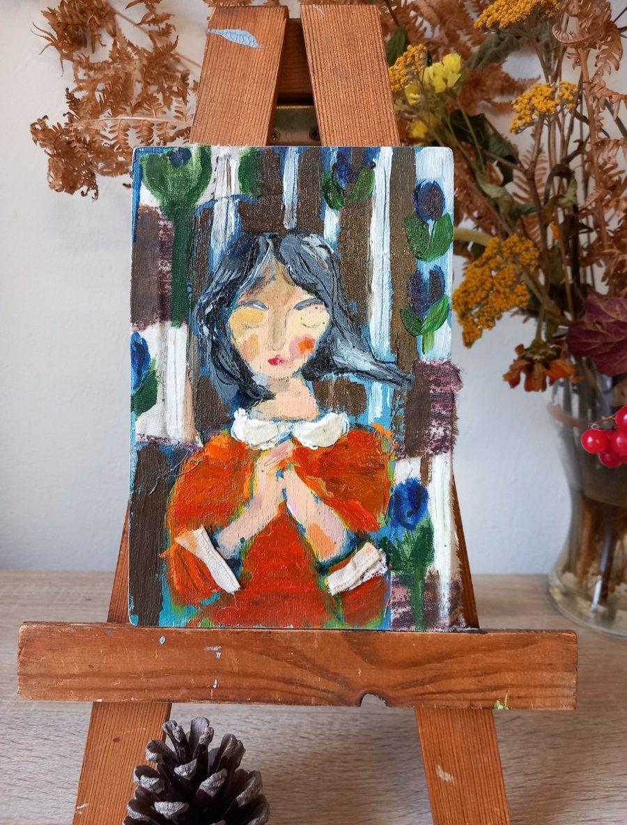 'Clover lapwing' Mixed media painting on wood