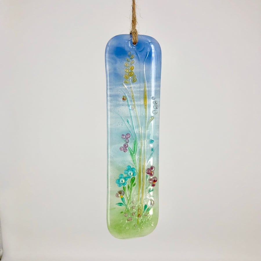 Pretty Fused Glass Light Catcher - Meadow Design 