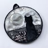 Cat and full moon up cycled seasonal home decoration.