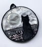 Cat and full moon up cycled seasonal home decoration.