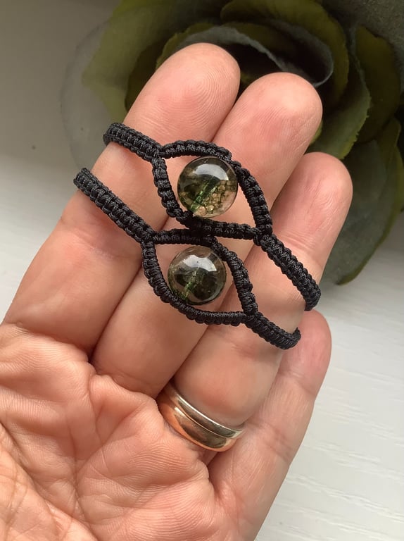 A pair of Handmade Evil Eye Bracelet with crystal beads Gothic Women bracelets