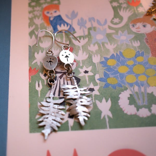 Seconds Sunday Silver fern and green aventurine earrings