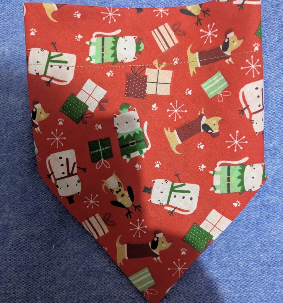Christmas print dog bandana large 