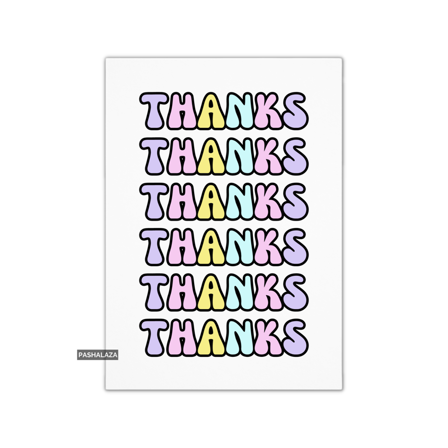 Thank You Card - Novelty Thanks Greeting Card - Pastel