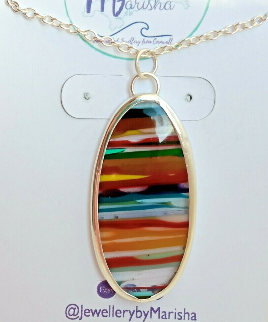 Surfite Necklace Fine & Sterling Silver Jewellery Gift Oval Pendant Handmade