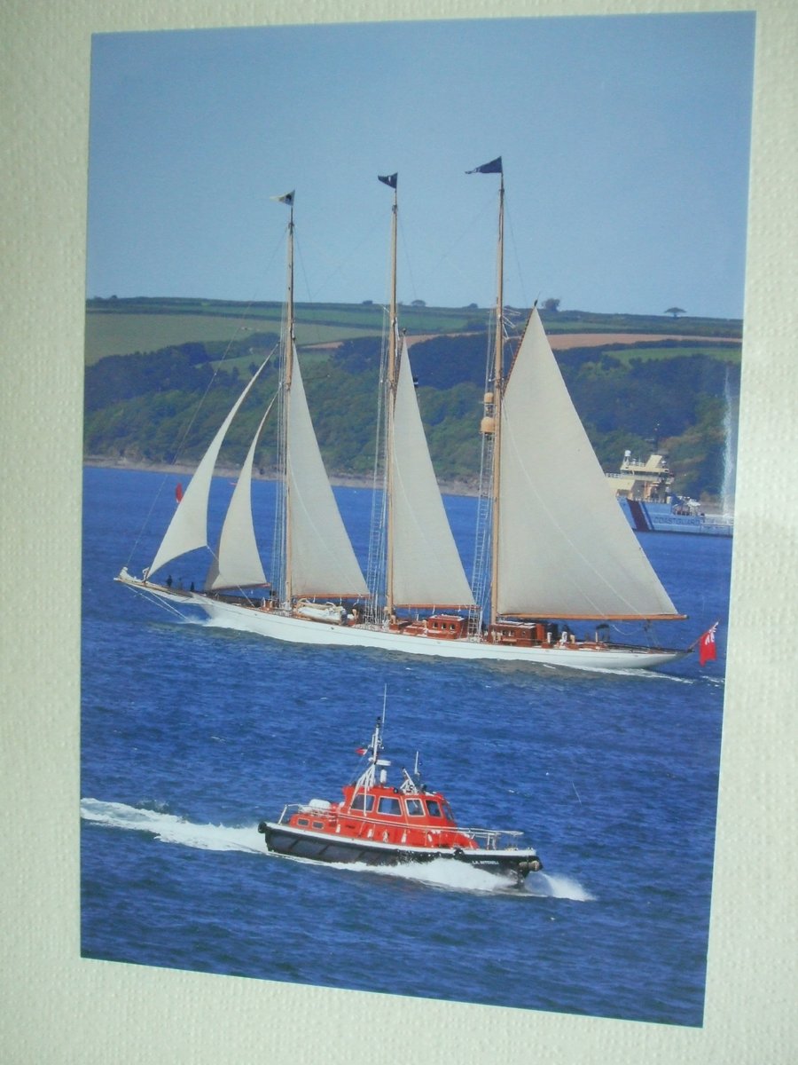 Photographic greetings card of 'Adix', a super yacht.