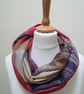 Sari silk and tweed double sided infinity scarf - snood. Shades of peach, turquo - Image 5