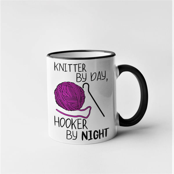 Wool Knitting - Knitter By Day Hooker By Night funny Mug Birthday present