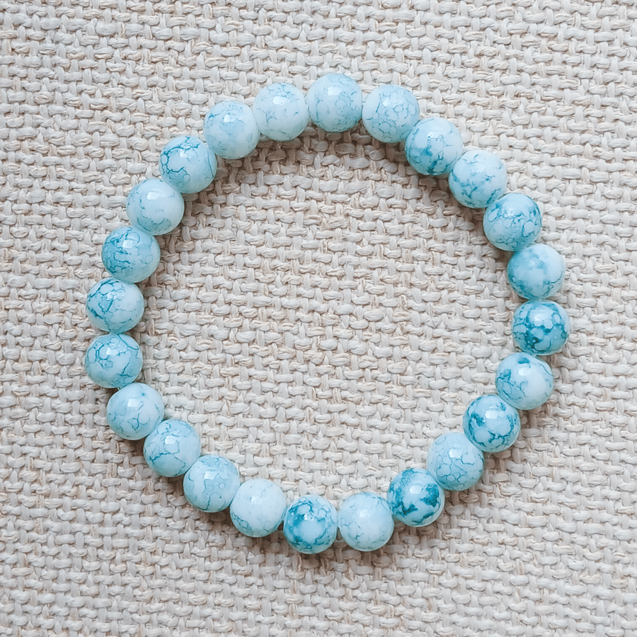 Ladies Turquoise Elastic Bead Bracelet