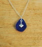 Blue beach glass pendant with heart charm - Image 3