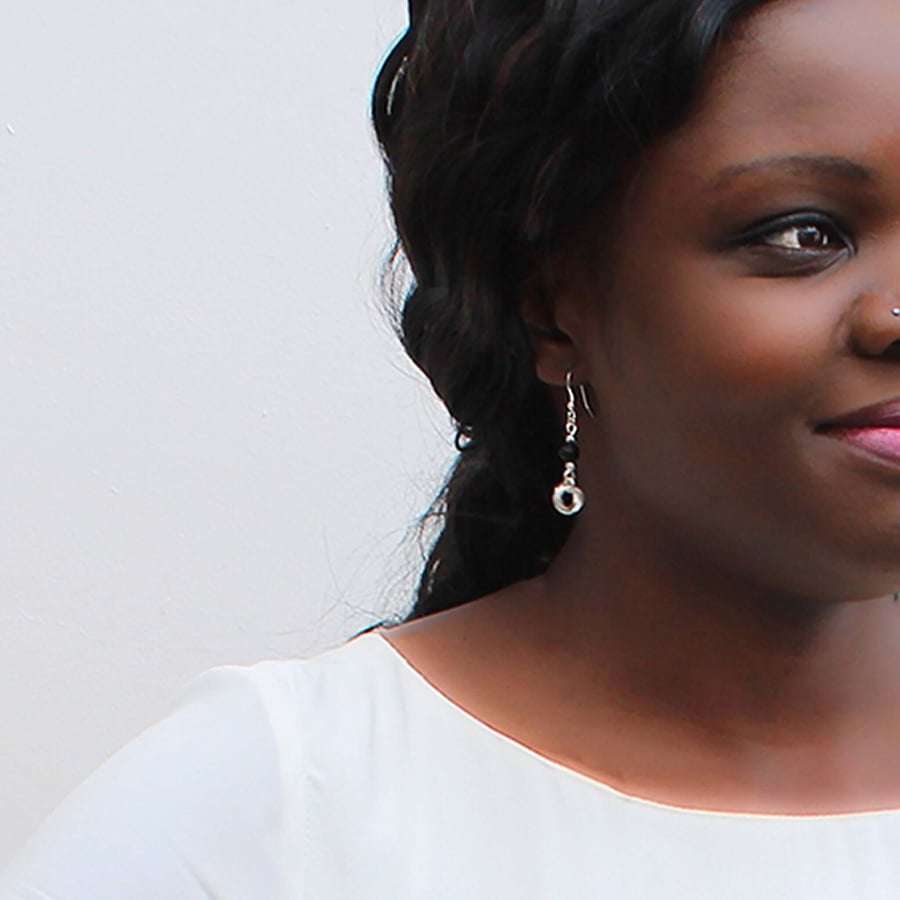 Black Lava Stone and Sterling Silver Drop Earrings