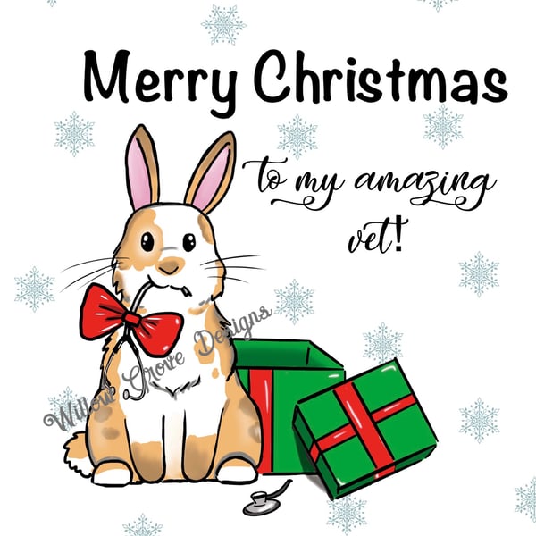 Merry Christmas to my vet bunny card