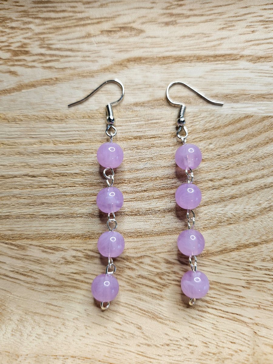 Lilac Beaded Dangle Earrings 